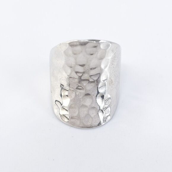 Vintage Mexico CH Sterling Silver 925 Hammered Wide Band Statement Ring Size 7 - Picture 2 of 9